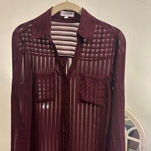 Express Burgundy Sheer Blouse